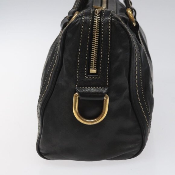 GUCCI Hand Bag Leather Black Gold - Picture 5 of 16